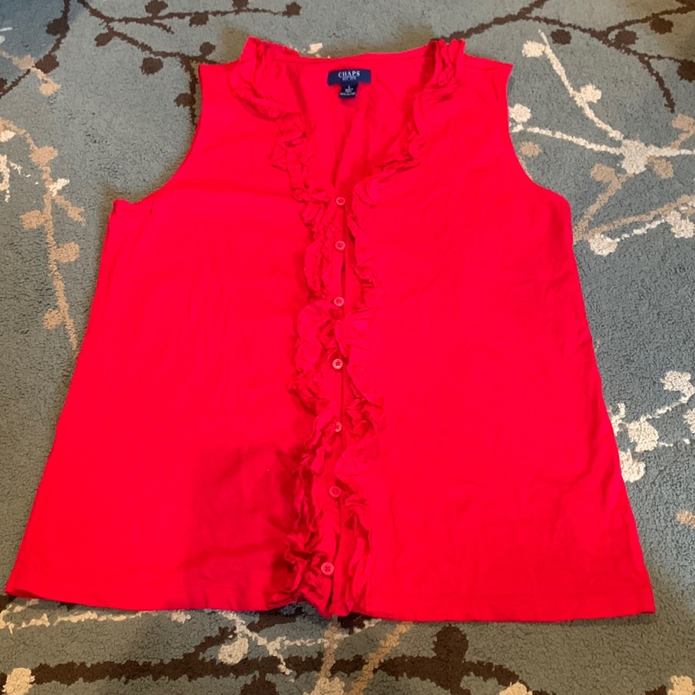 Red, frilly, dressy tank top
